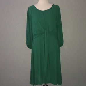 Maeve Valparaiso Anthropologie Emerald tie dress